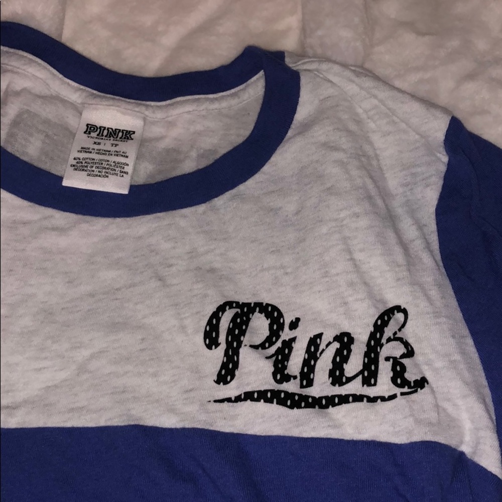 Pink 3/4 sleeve color blocked shirt